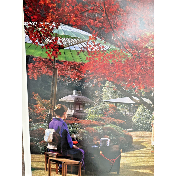 Vintage Japan Nodate Tea Ceremony Photo Travel Poster 1970s Japanese Maple Trees - Picture 5 of 9